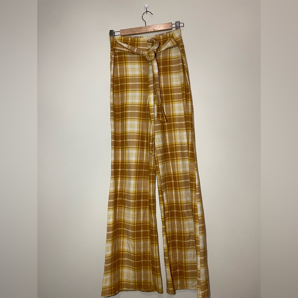 Dolls Kill Plaid Yellow Top and Flared Bottom Set